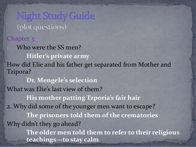 short answer study guide questions night